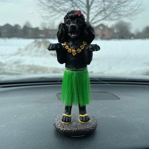 Dashboard Hula Dog Poodle Figurine Bobble Black